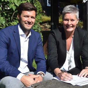 Runar Wiik er styreleder og Inger Grete Lundemo nestleder i styret for den nye SpareBank 1 Nordmøre. Faximile fra TK.no